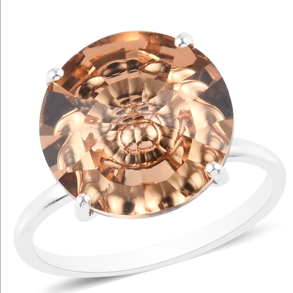 Beautiful Topaz Swarovski Crystal Silver Ring